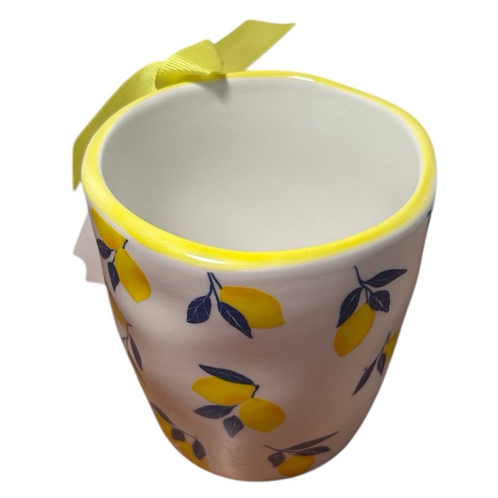 NWT Lemon Pattern Ceramic Mug with Yellow Ribbon - Picture 2 of 3